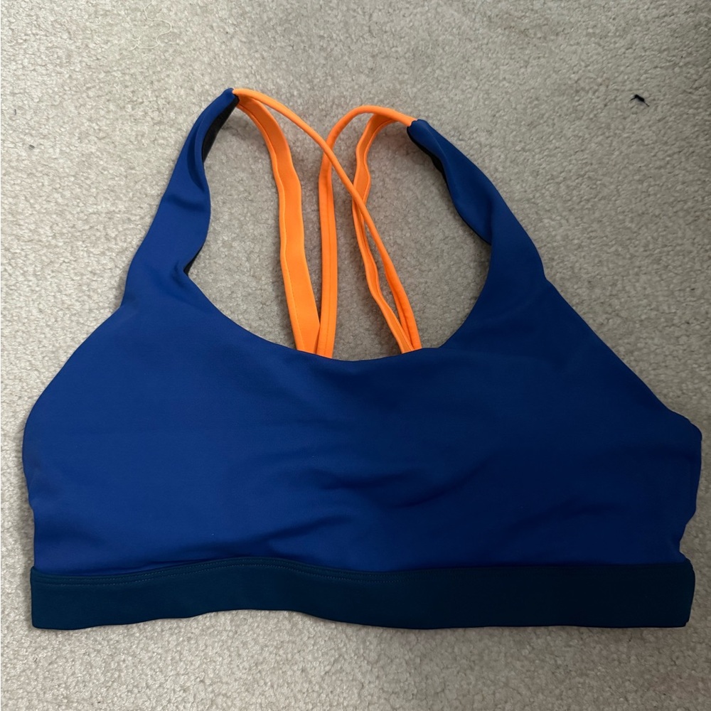 Women's Blue and Orange Sports Bra